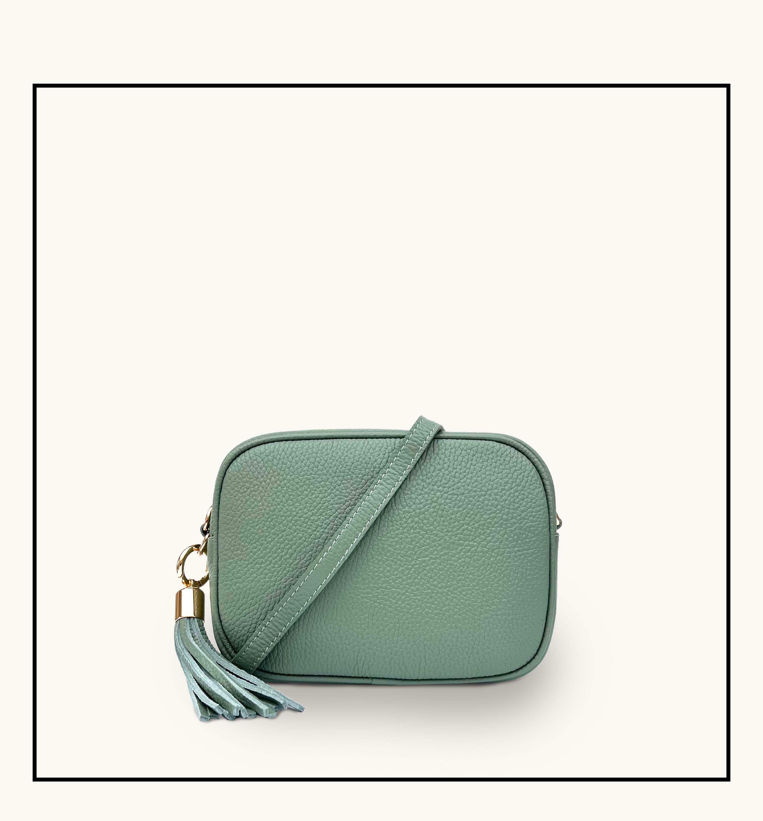 The Tassel Pistachio Leather Crossbody Bag