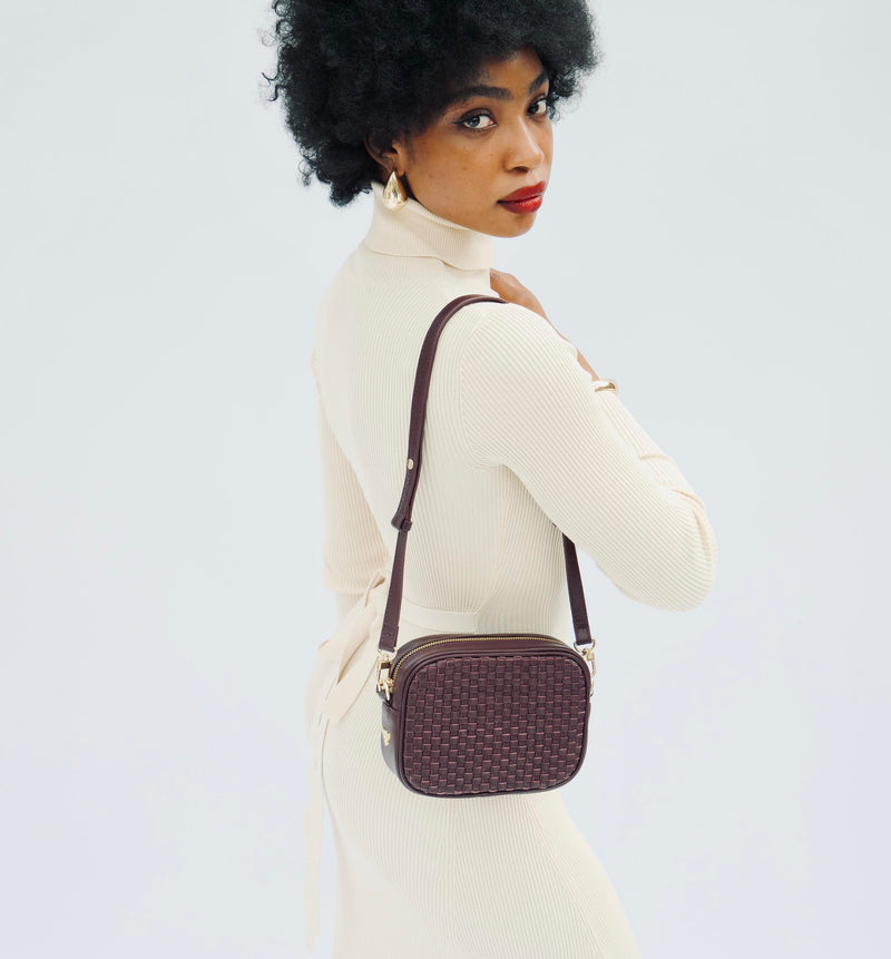 The Penelope Port Woven Leather Camera Bag