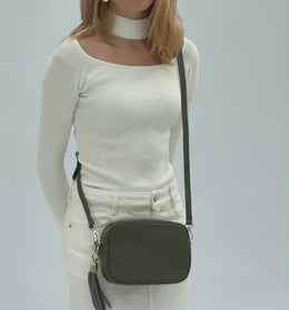 Olive Green Leather Crossbody Bag