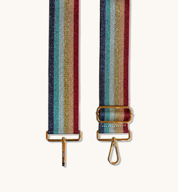 Gold Leather Crossbody Bag With Rainbow Strap