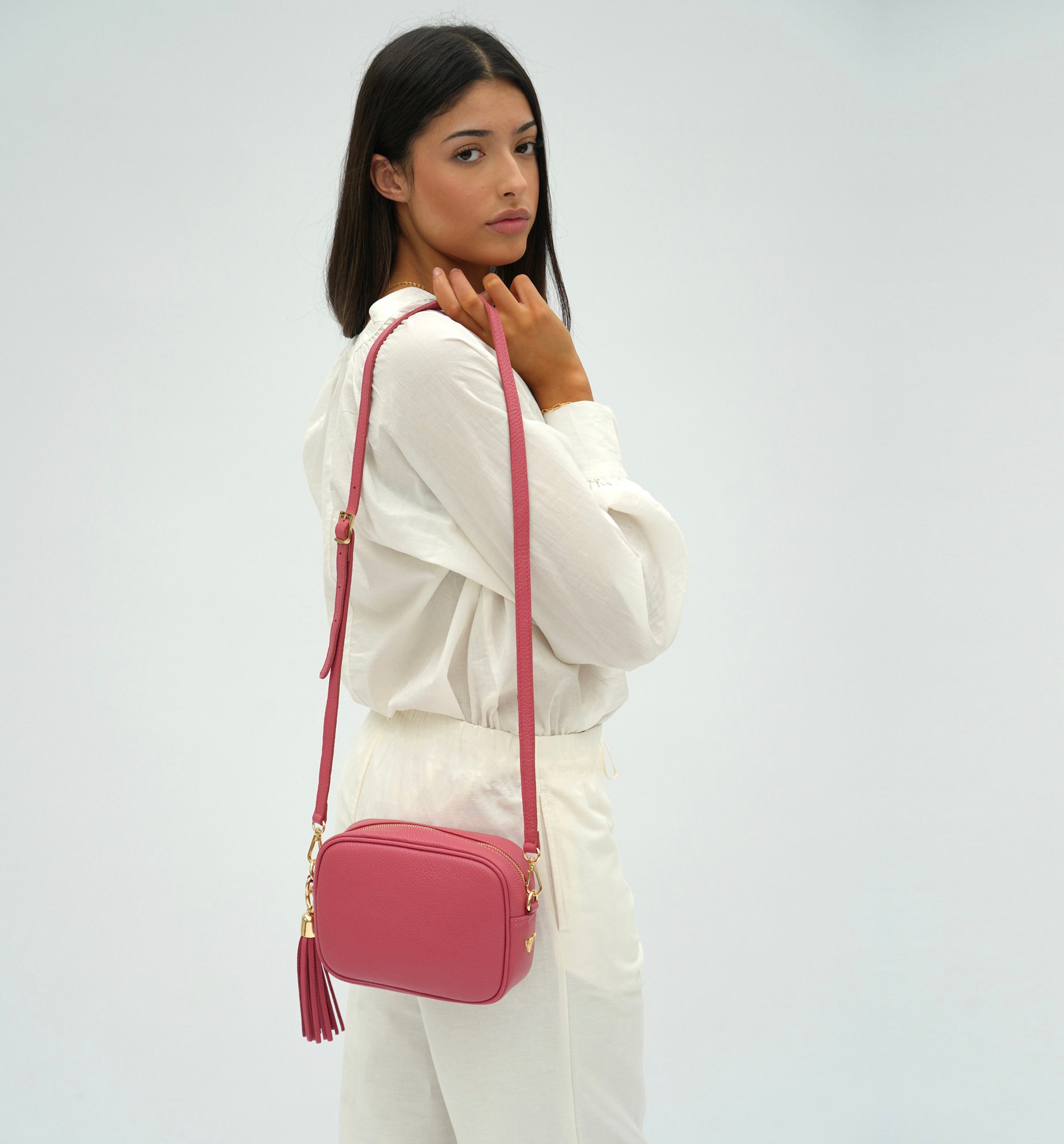 The Tassel Raspberry Leather Crossbody Bag