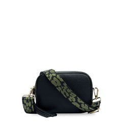 The Tassel Leather Crossbody Bag With Olive Green Cheetah Strap