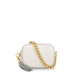 The Tassel Leather Crossbody Bag With Gold Chain Strap