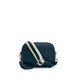 The Tassel Leather Crossbody Bag With Leather & Canvas Strap