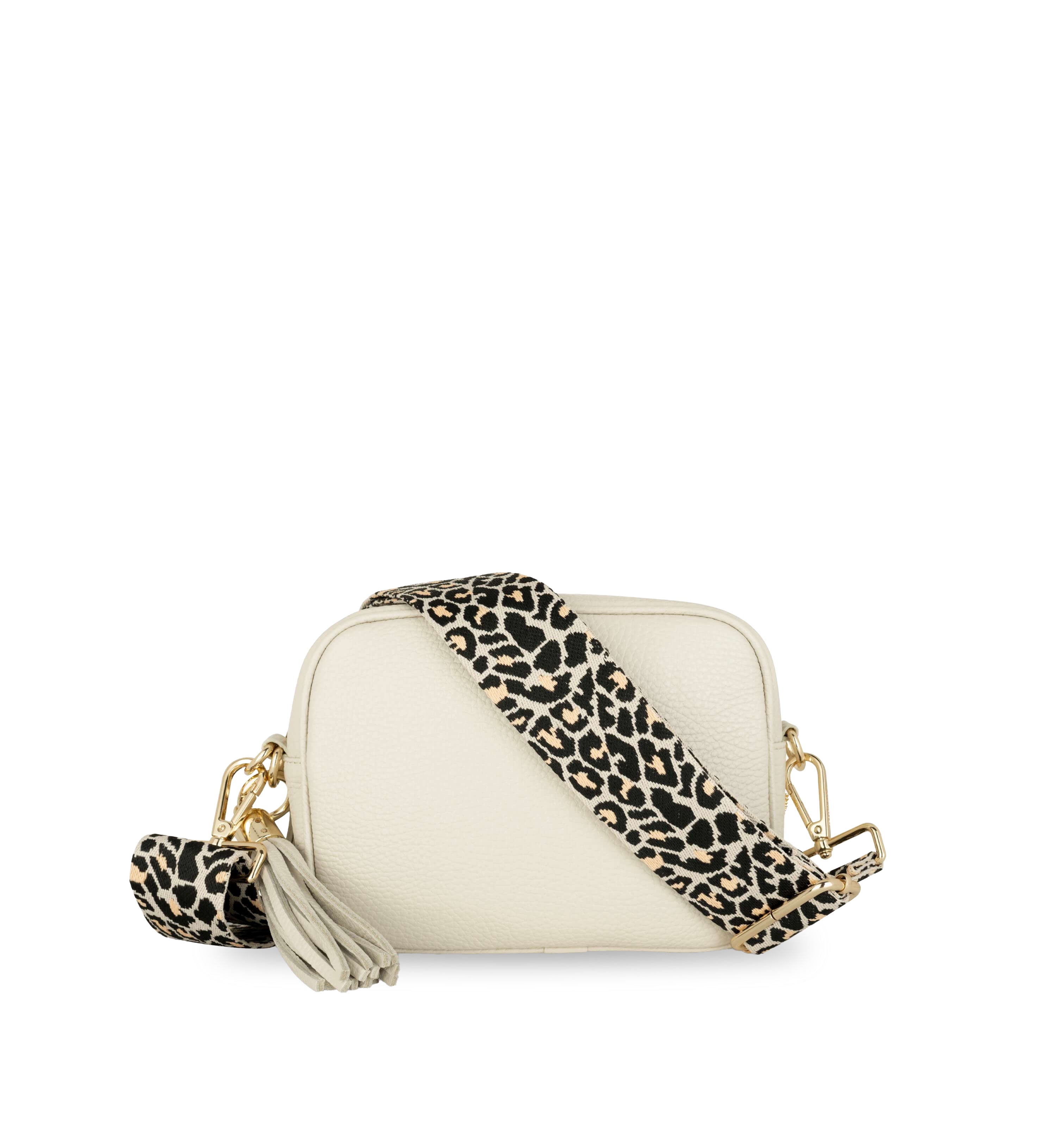 The Tassel Leather Crossbody Bag With Apricot Cheetah Strap