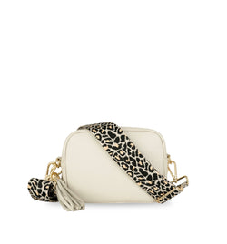 The Tassel Leather Crossbody Bag With Apricot Cheetah Strap