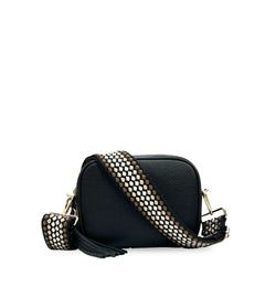 The Tassel Leather Crossbody Bag With Cappuccino Dots Strap