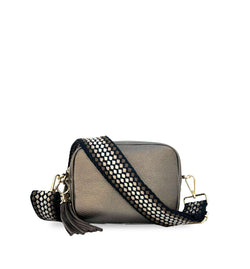 The Tassel Leather Crossbody Bag With Cappuccino Dots Strap