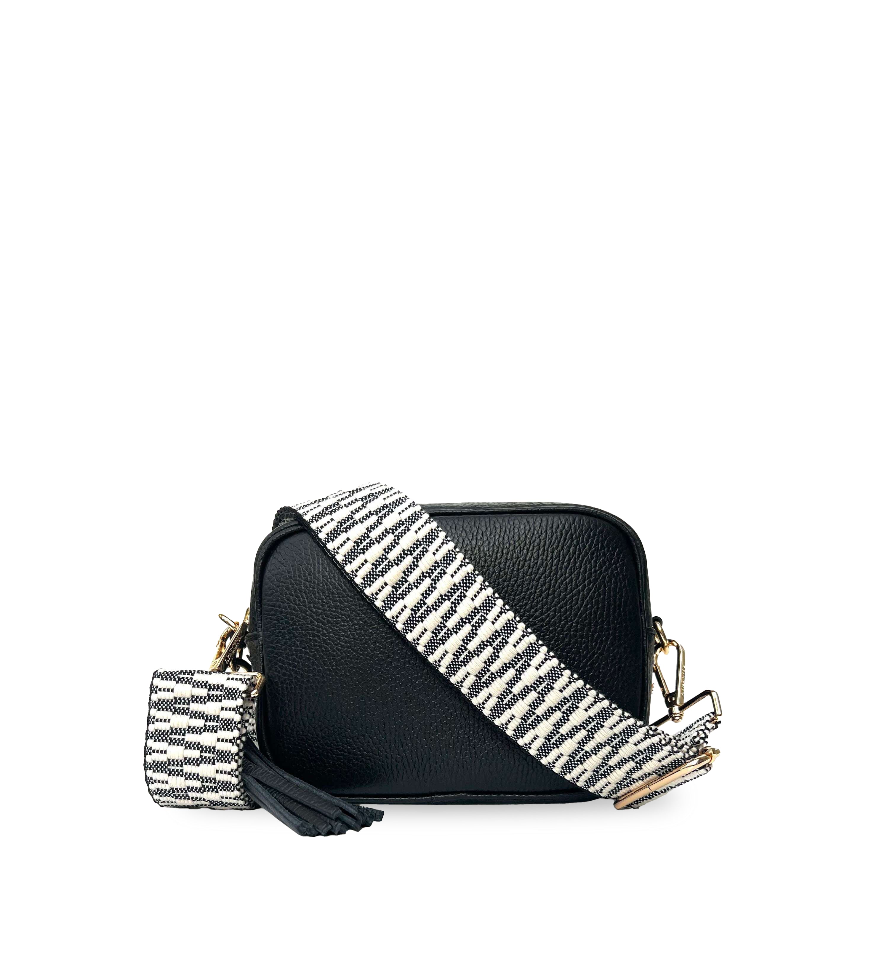 The Tassel Leather Crossbody Bag With Midnight Zigzag Strap