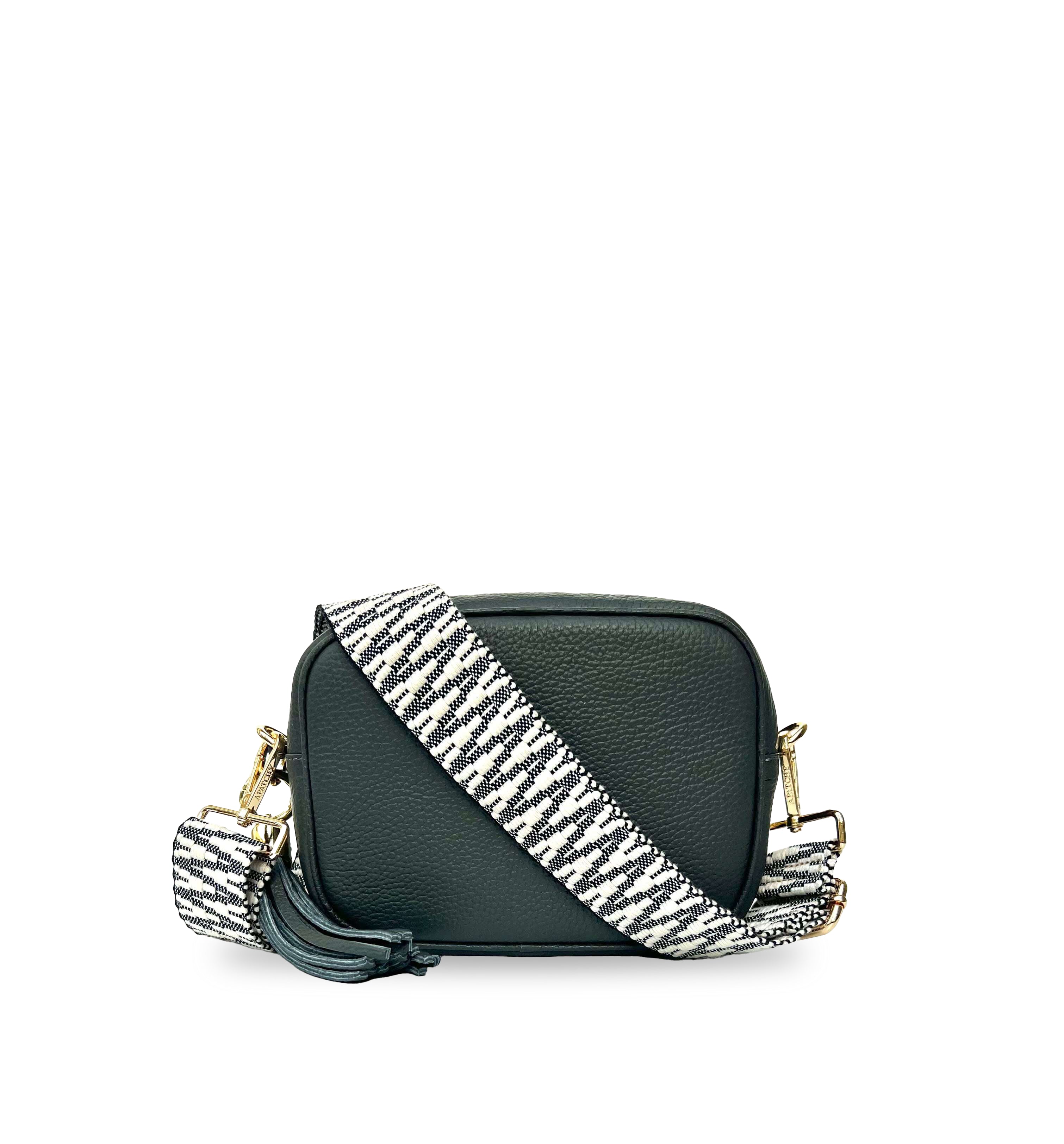 The Tassel Leather Crossbody Bag With Midnight Zigzag Strap