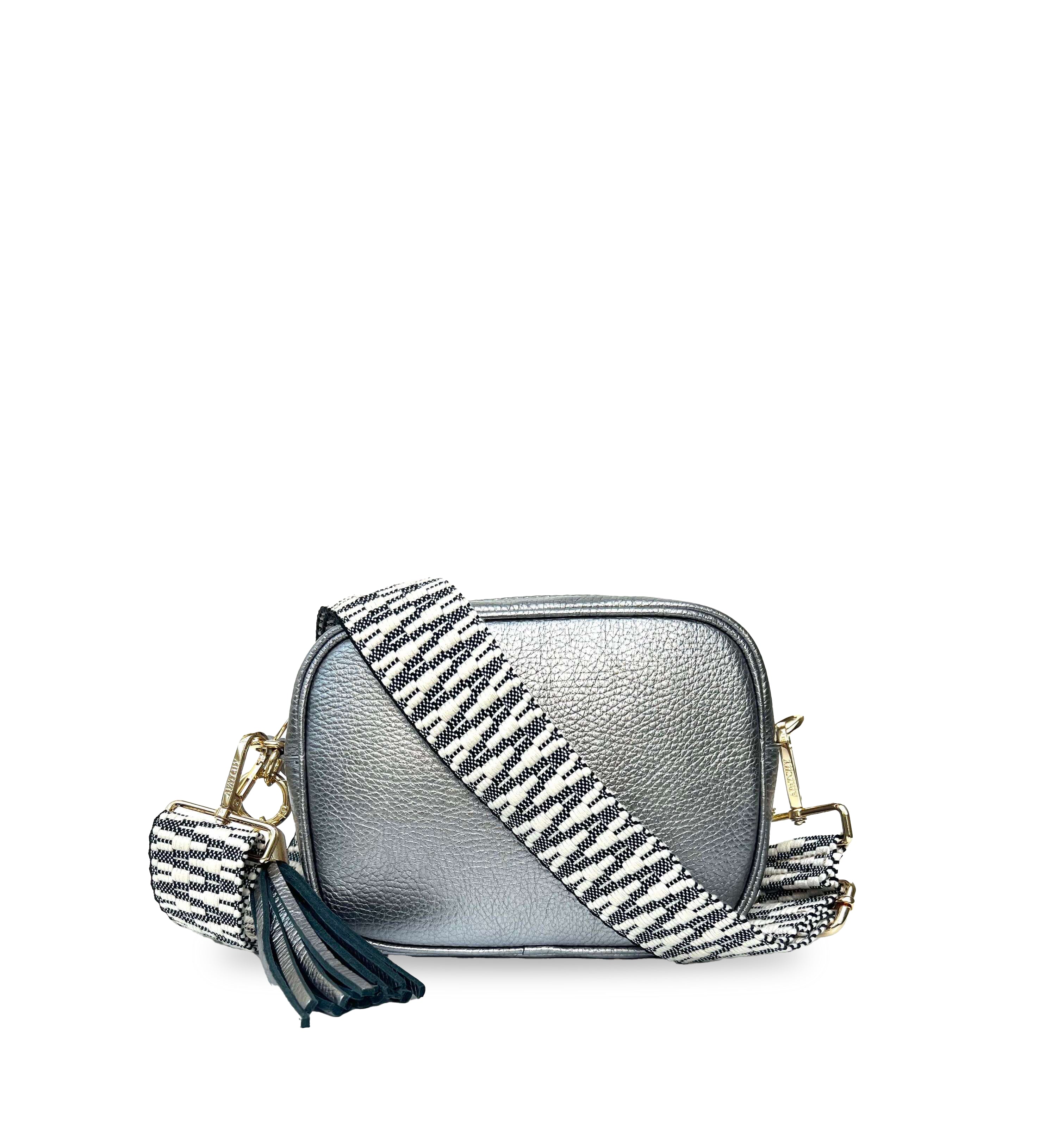 The Tassel Leather Crossbody Bag With Midnight Zigzag Strap