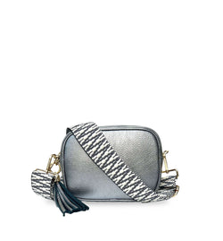 The Tassel Leather Crossbody Bag With Midnight Zigzag Strap