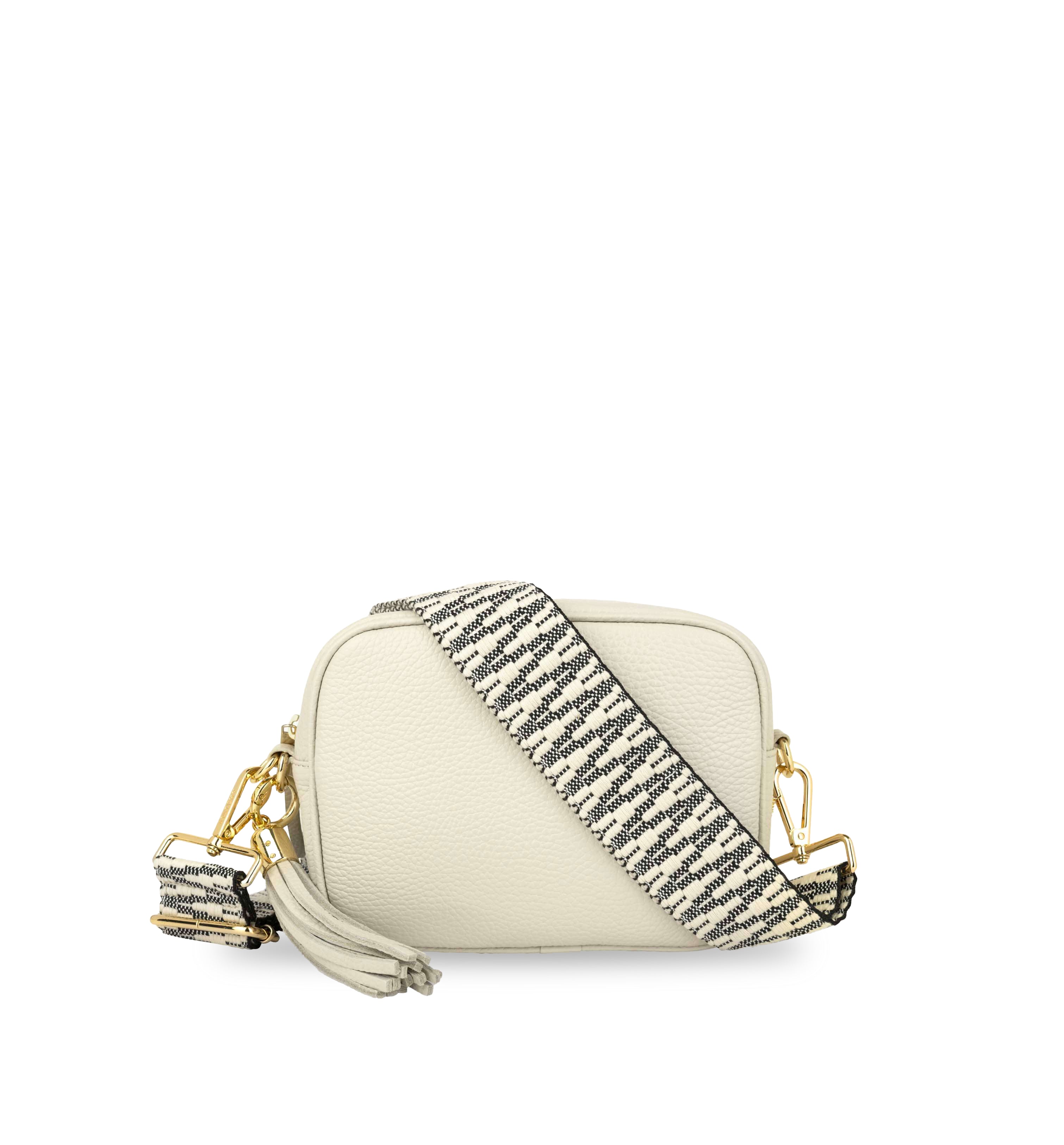 The Tassel Leather Crossbody Bag With Midnight Zigzag Strap