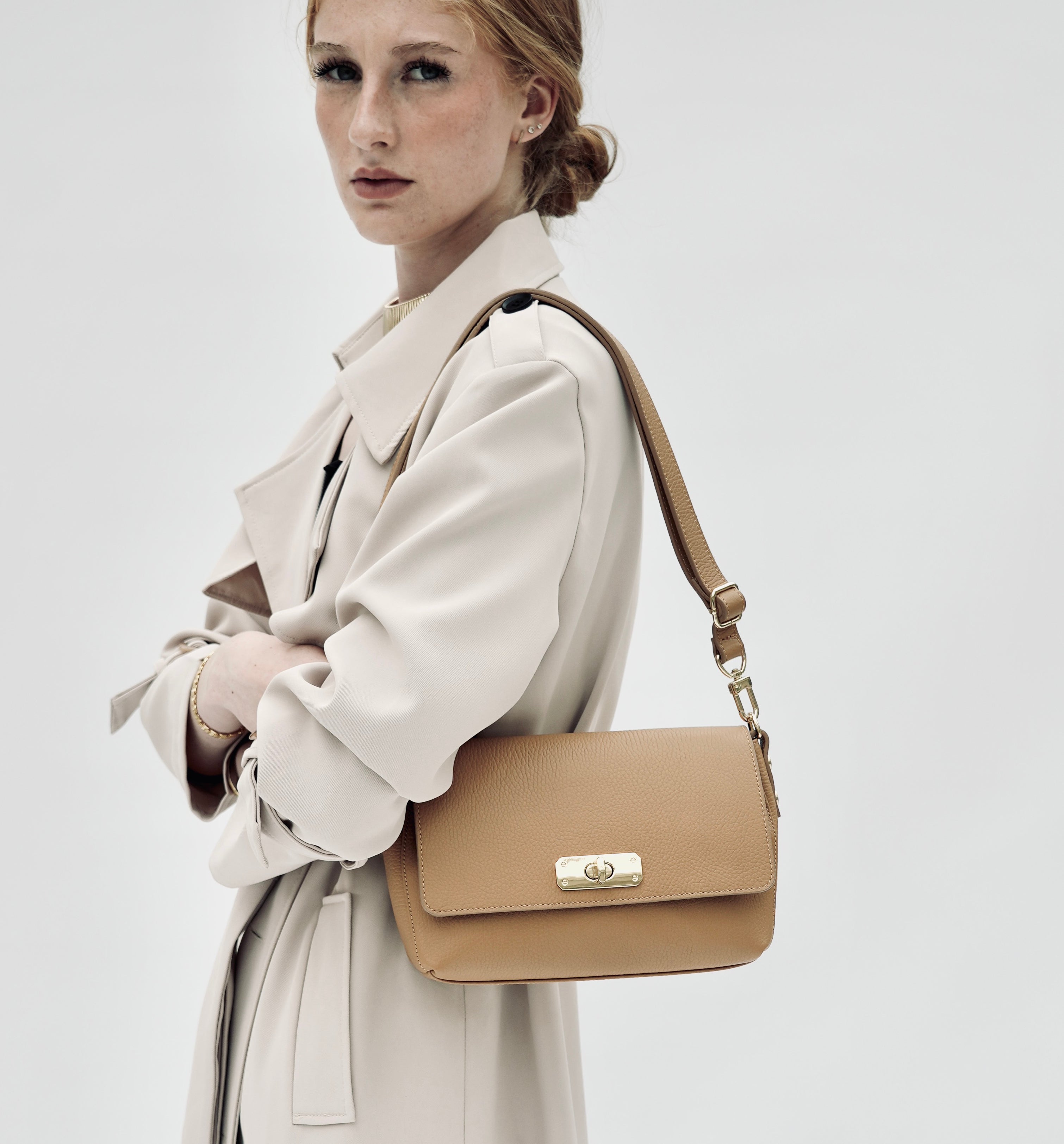The Maisie Midi Sand Leather Bag