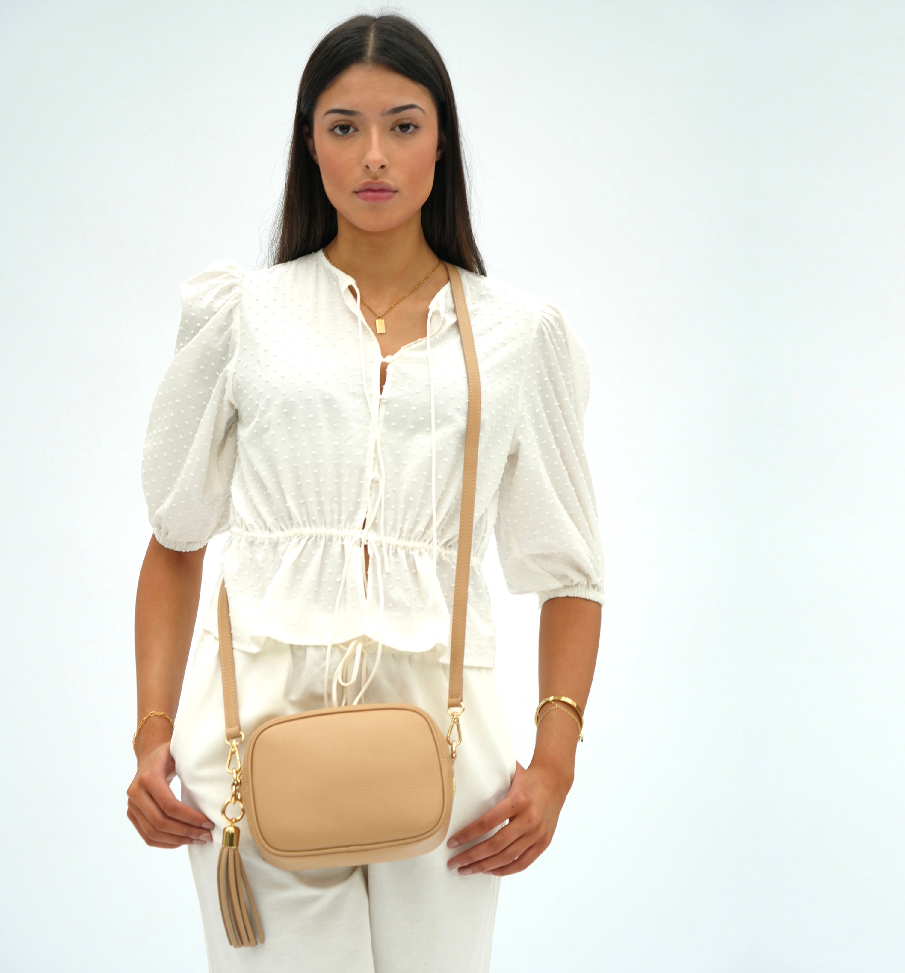 The Tassel Sand Leather Crossbody Bag