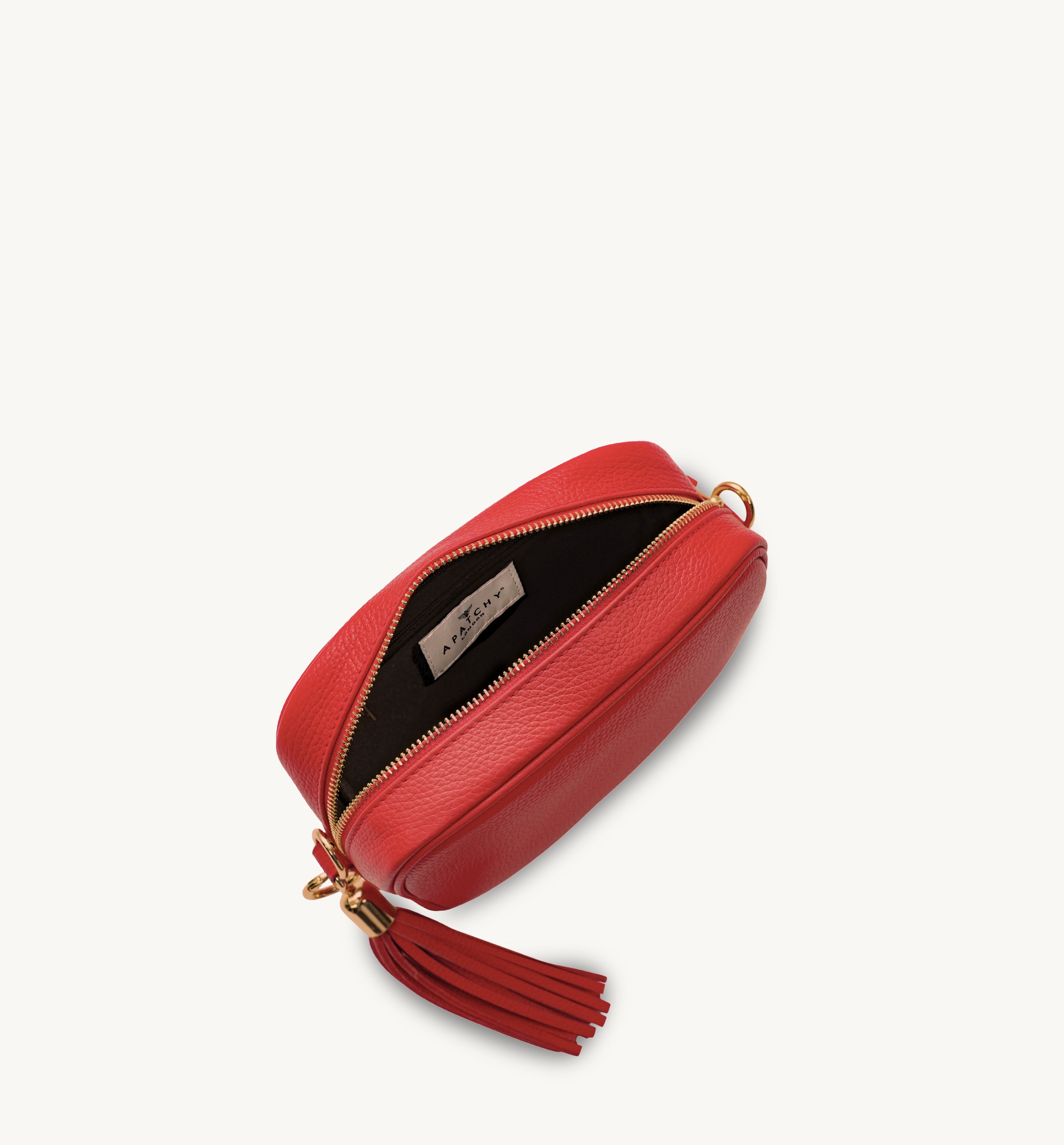 The Tassel Leather Crossbody Bag With Gold Chain Strap