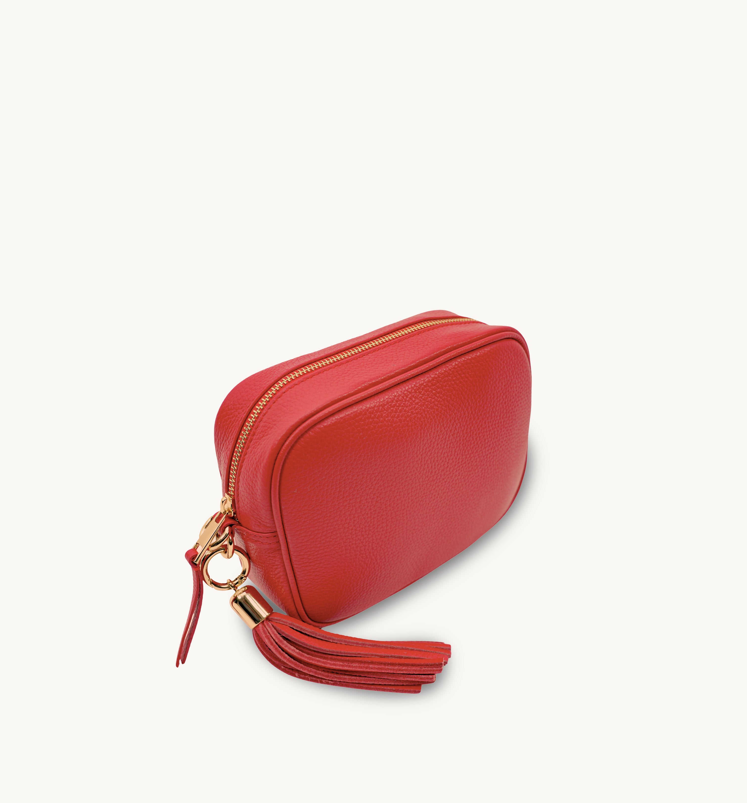 The Tassel Leather Crossbody Bag With Gold Chain Strap