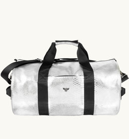 Silver Snakeskin Large Kit Bag - Gold Stars