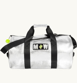 Silver Snakeskin Large Kit Bag - Silver Letters