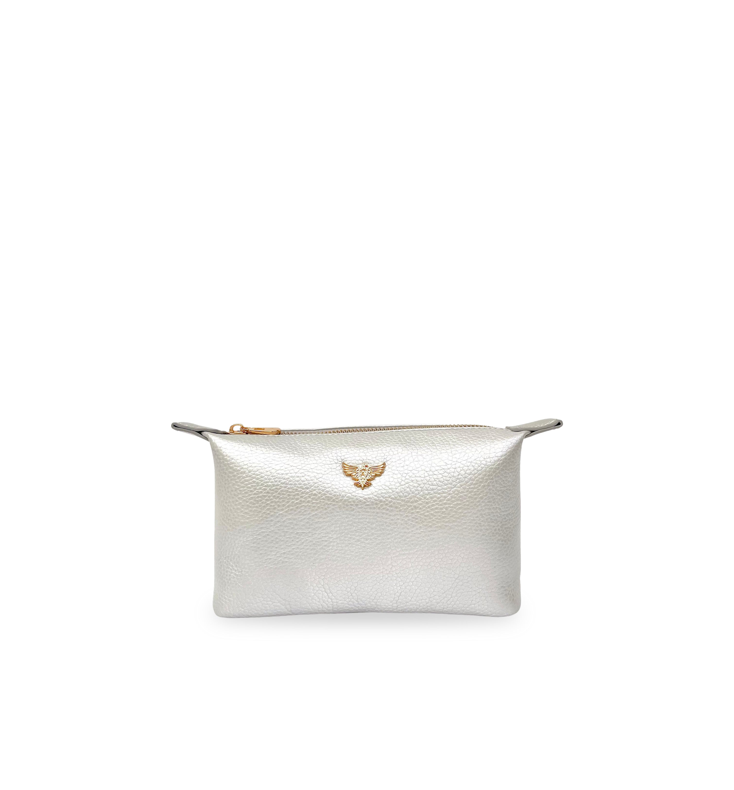 Small Leather Oyster Makeup Bag