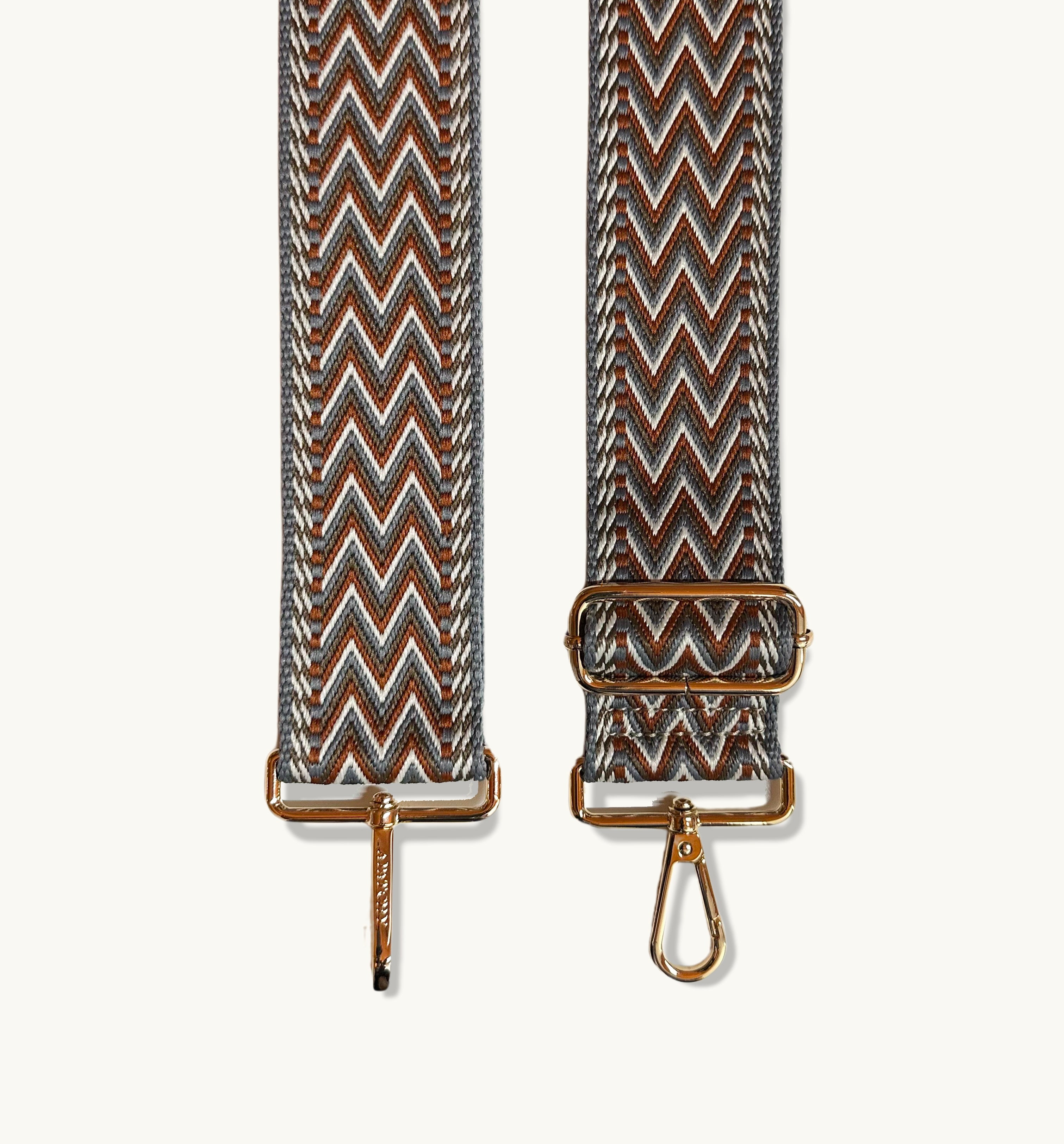 The Tassel Light Grey Leather Crossbody Bag With Tan Boho Strap