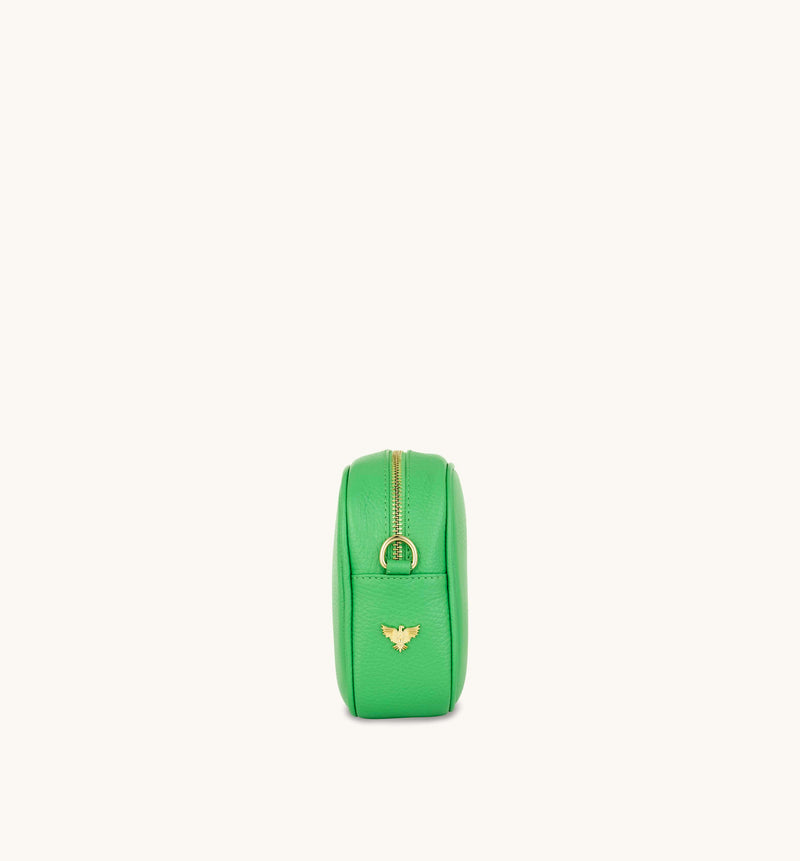 Bottega Green Leather Crossbody Bag With Gold Chain Strap