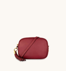 Cherry Red Leather Crossbody Bag