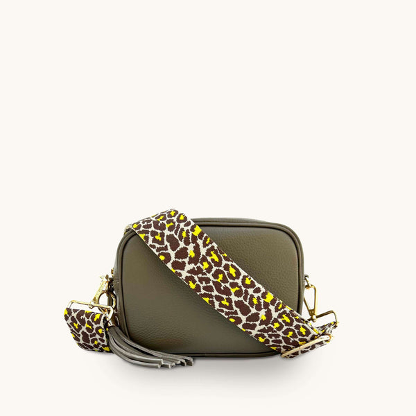 Latte Leather Crossbody Bag With Lemon Cheetah Strap – Apatchy London