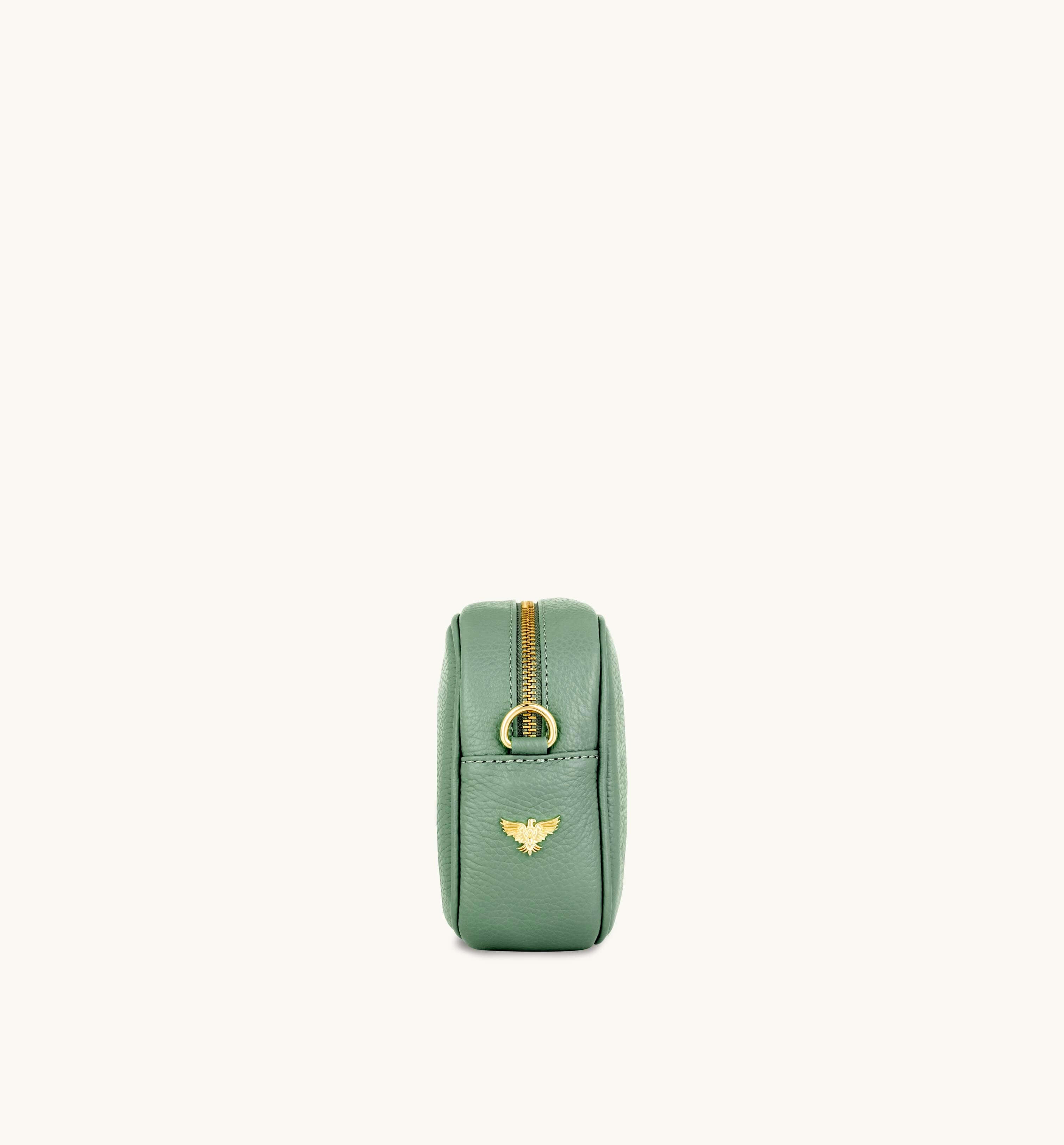 The Tassel Pistachio Leather Crossbody Bag With Pistachio Cross-Stitch Strap