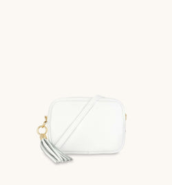The Tassel White Leather Crossbody Bag