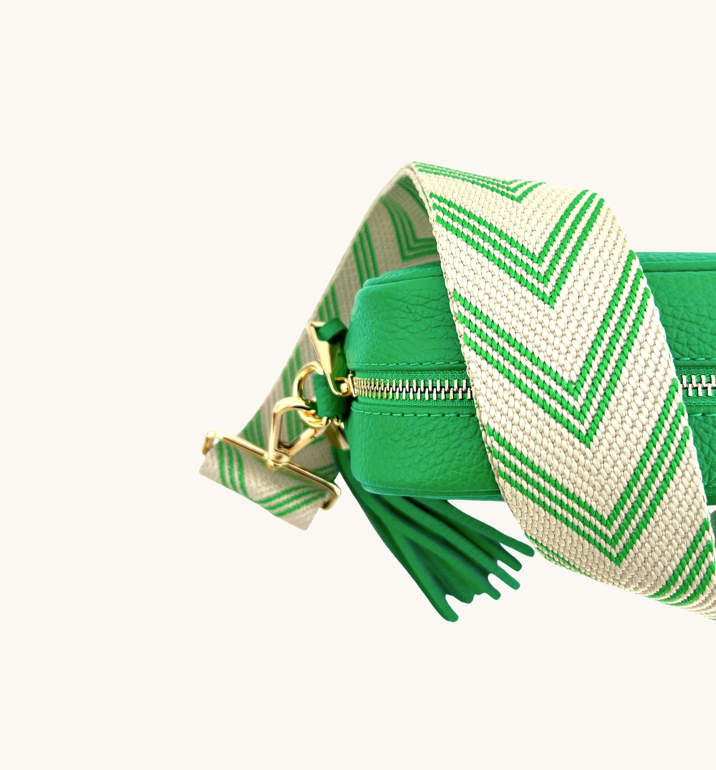 The Tassel Bottega Green Leather Crossbody Bag With Bottega Green Arrow Strap