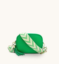 Bottega Green Leather Crossbody Bag With Bottega Green Arrow Strap