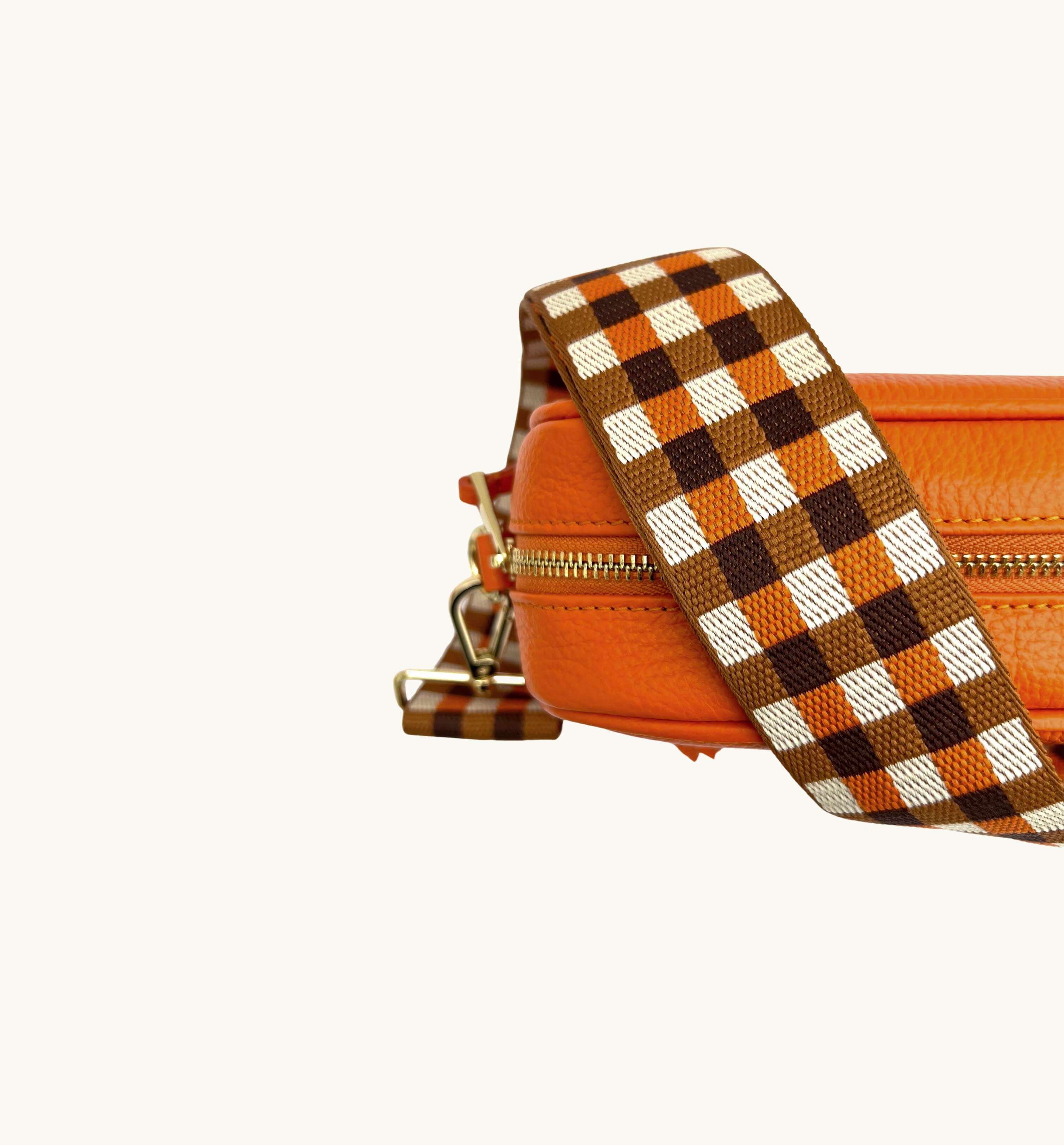 Orange and Tan Check Strap