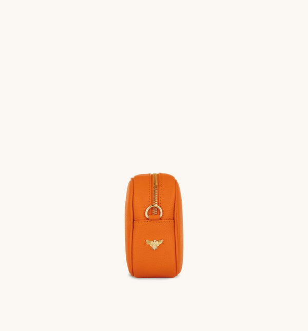 Orange Leather Crossbody Bag