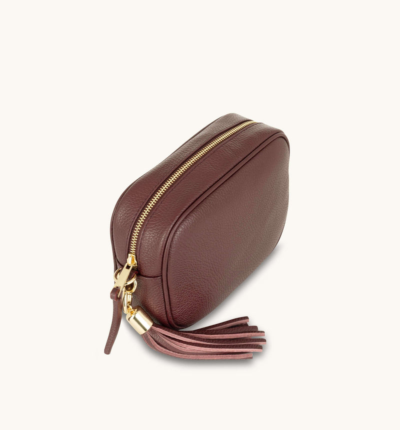 Port Leather Crossbody Bag With Plum Chevron Strap