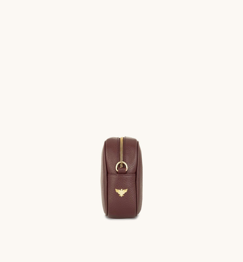 Port Leather Crossbody Bag With Plum Chevron Strap