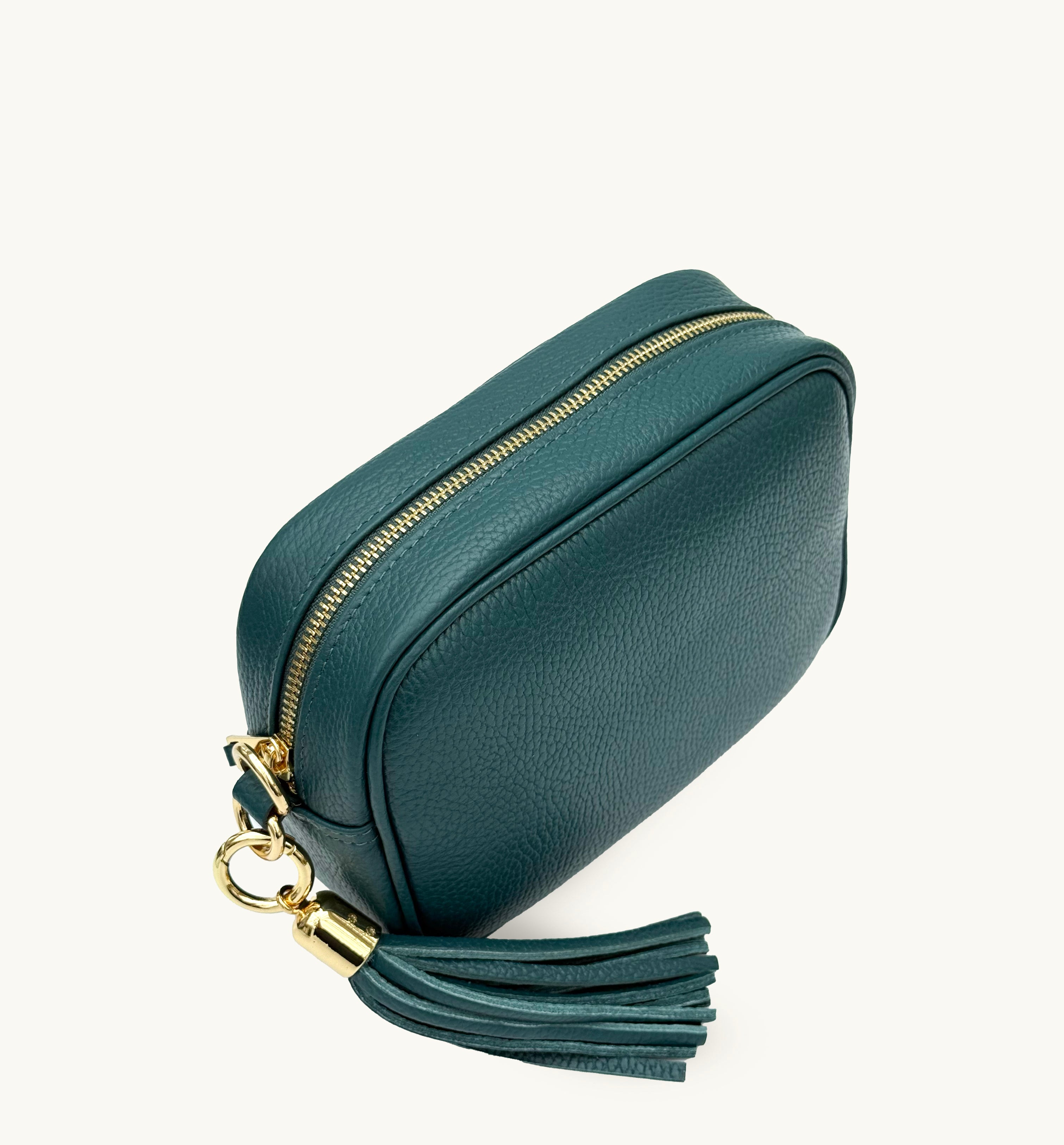 The Tassel Teal Leather Crossbody Bag With Teal Cheetah Strap