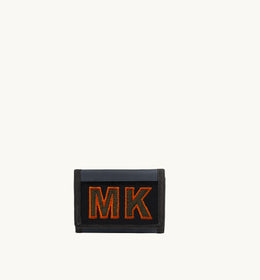 Personalised Navy Wallet - Orange Letters
