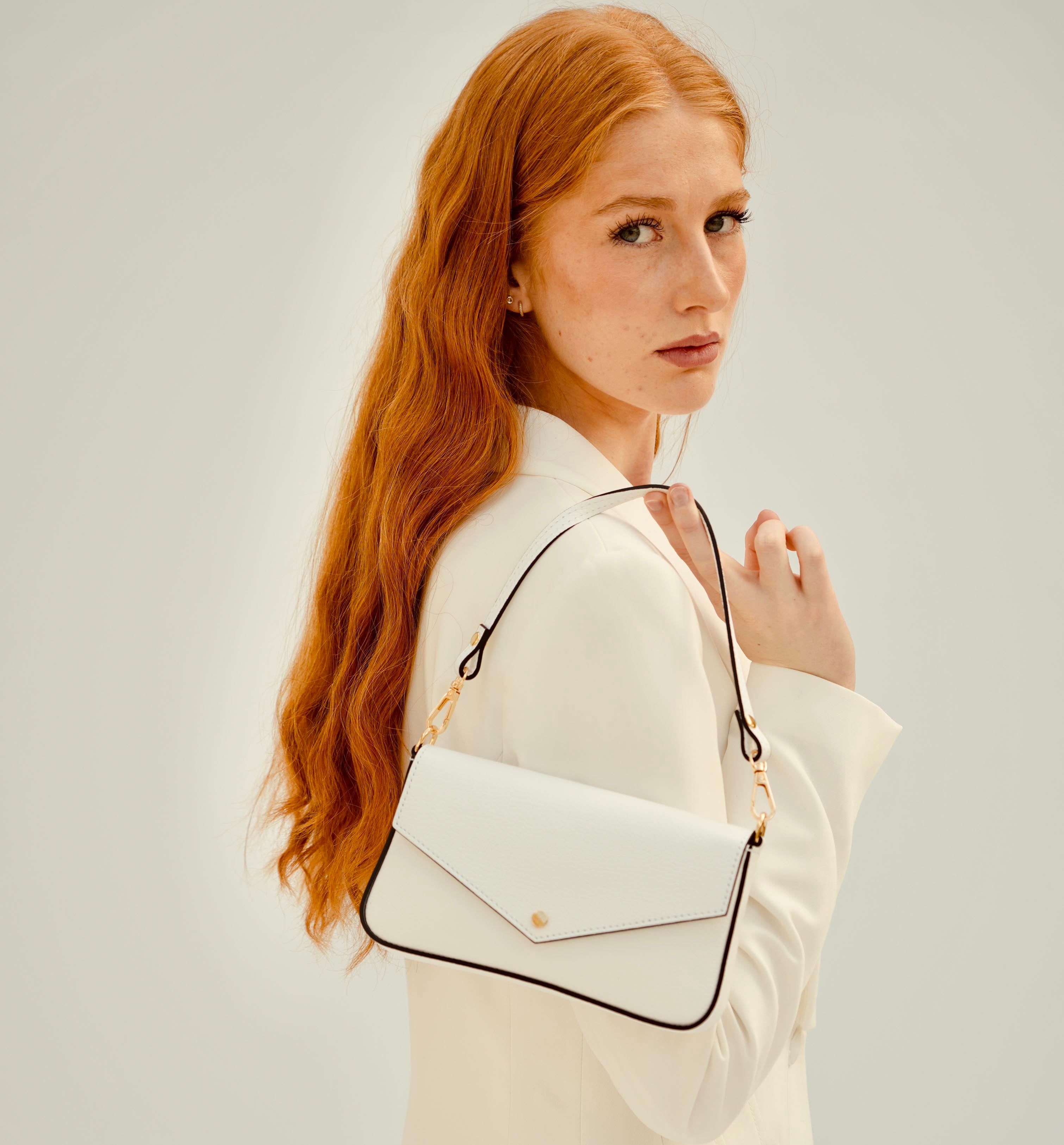 The Munro White Leather Shoulder Bag