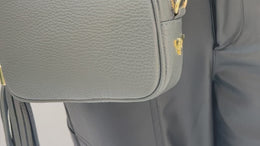 The Mini Tassel Dark Grey Leather Phone Bag