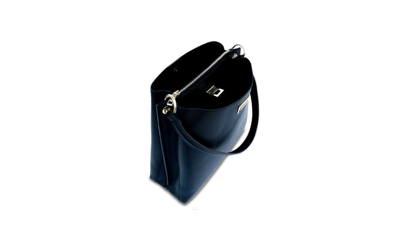 Black Leather Tote Bag With Pale Pink Leopard Strap