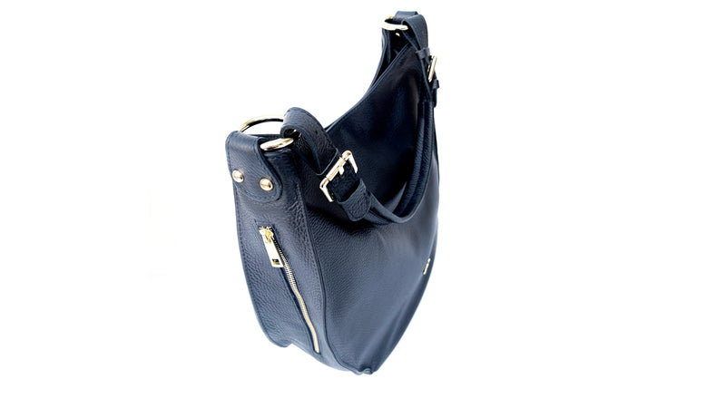 Navy Leather Crossbody Bag With Navy Leopard Strap – Apatchy London