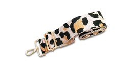 Black Leather Tote Bag With Pale Pink Leopard Strap