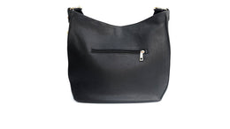 The Harriet Black Leather Bag With Green & Gold Camo Strap