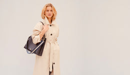 Denim Blue Leather Tote Bag With Rainbow Strap