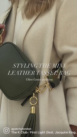 The Mini Tassel Olive Green Leather Phone Bag