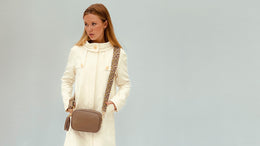 Latte Leather Crossbody Bag With Lemon Cheetah Strap