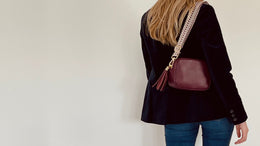 Plum Leather Crossbody Bag With Plum Chevron Strap