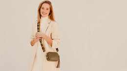 The Mini Tassel Olive Green Leather Phone Bag With Olive Green Cheetah Strap