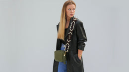 Olive Green Leather Crossbody Bag With Port & Olive Diamond Strap